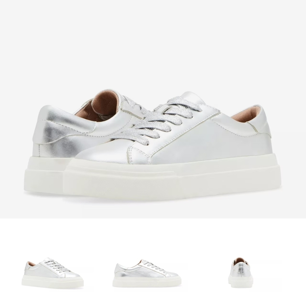 Blondo Venna Platform Sneaker In Silver Metallic Sz 9.5 NWT
